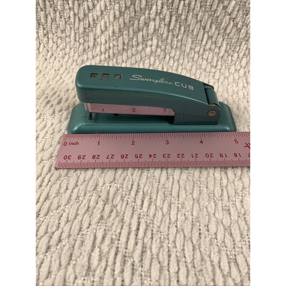 Vintage‎ Swingline CUB Stapler Teal Made in USA Teal Green 5.25" Long - Picture 15 of 15